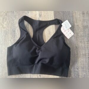 Cosmolle Athletic Sports Bra Wireless Black racerback‎ XL